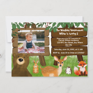 The Woodland Calling All Forest Animals Birthday Einladung