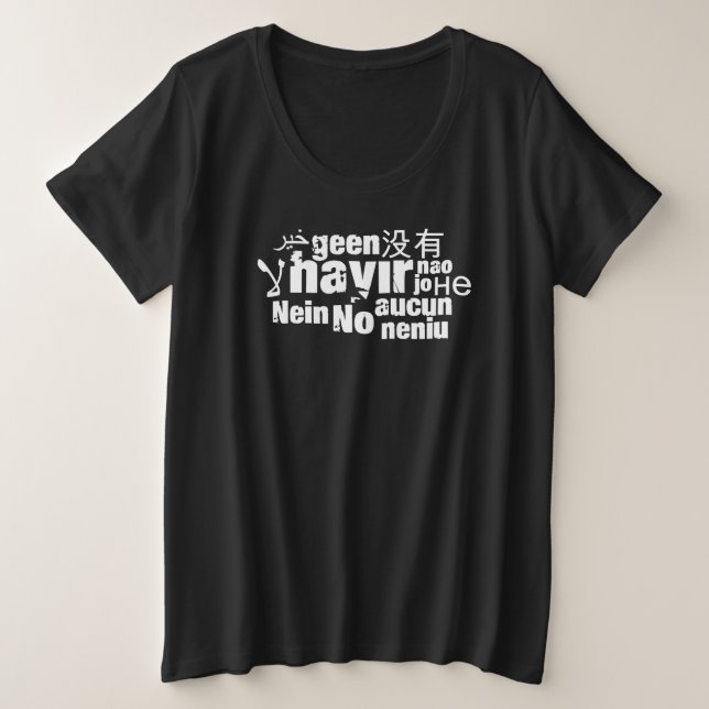 The word "No" in different languages Plus Size T-S (Design devant)