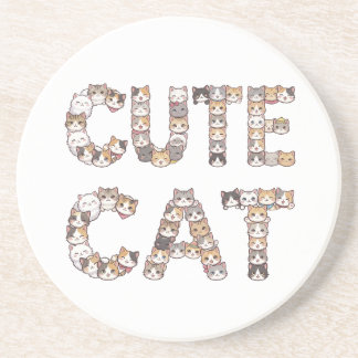 The words "CUTE CAT" are made using cat faces Getränkeuntersetzer
