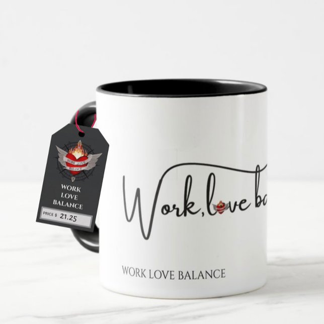 The WORK LOVE BALANCE script w/compass heart mini Tasse (Von Creator hochgeladen)