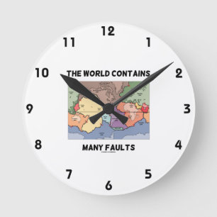 The World Contains Many Faults (Plate Tectonics) Runde Wanduhr