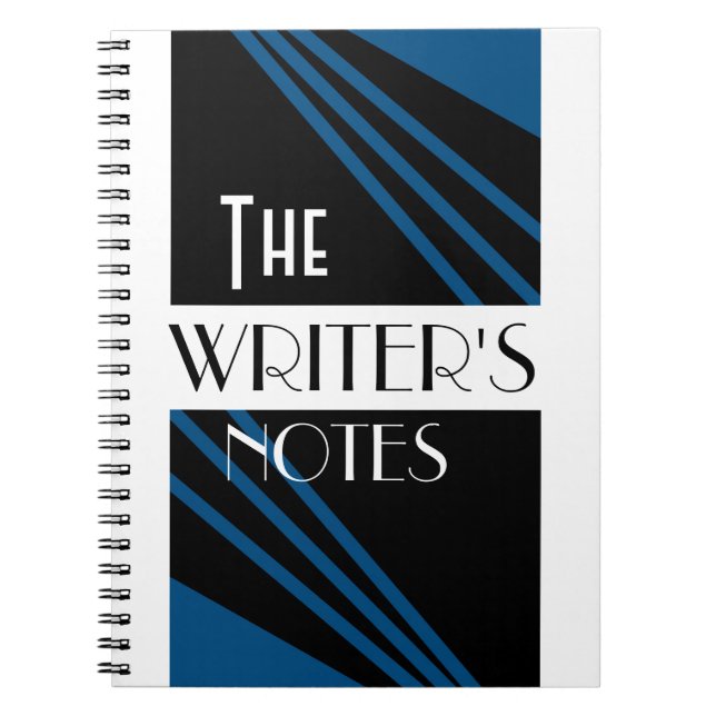 The Writer's Notes Stylish Blue Schwarz-weiß Notizblock (Vorderseite)