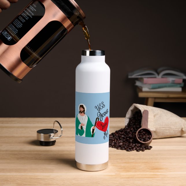 The "Yes, Jesus Loves Me" Water bottle Trinkflasche (Kaffee (gedreht))