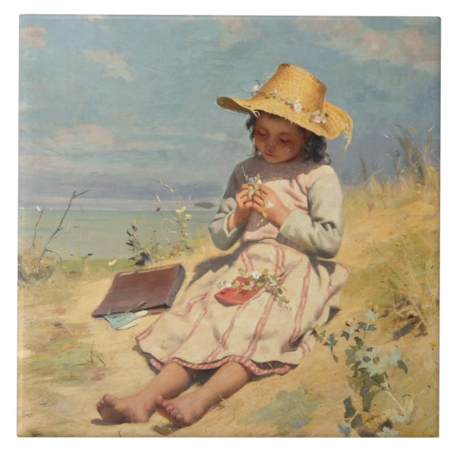The Young Botanist (von Paul Peel) Fliese (Vorderseite)