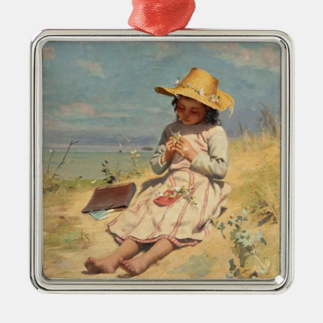 The Young Botanist (von Paul Peel) Ornament Aus Metall (Vorne)