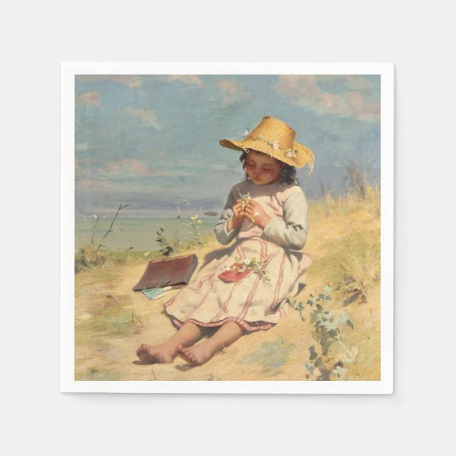 The Young Botanist (von Paul Peel) Serviette (Vorderseite)