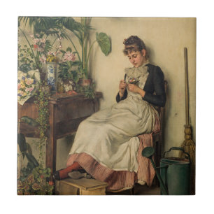 The Young Florist (von Carl Zewy) Fliese