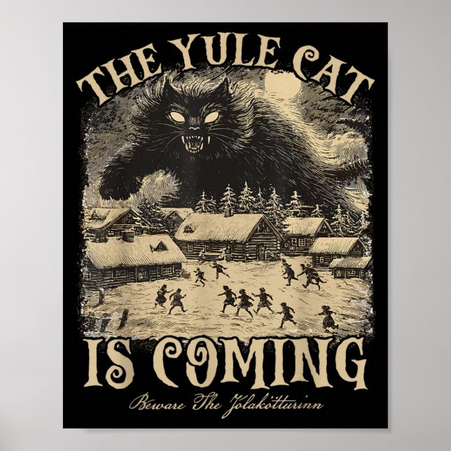 The Yule Cat Is Coming Icelandic Christmas Cat Mom Poster (Vorne)