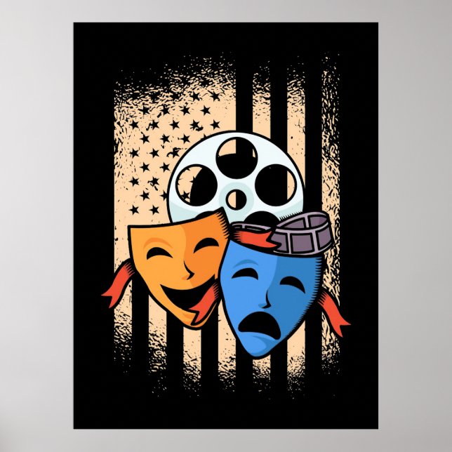 Theater Actor America Flag Poster (Vorne)