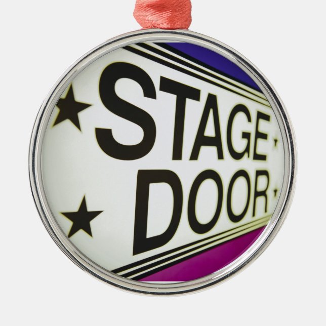 Theater-Bühne-Tür-Zeichen Silbernes Ornament (Vorne)