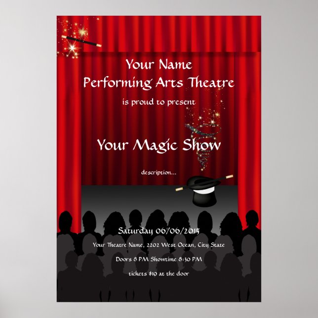 Theater Darstellend Arts Magic Bühne Poster anzeig (Vorne)