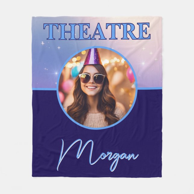 Theater Deep Royal Custom Foto und Name Fleecedecke (Vorderseite)