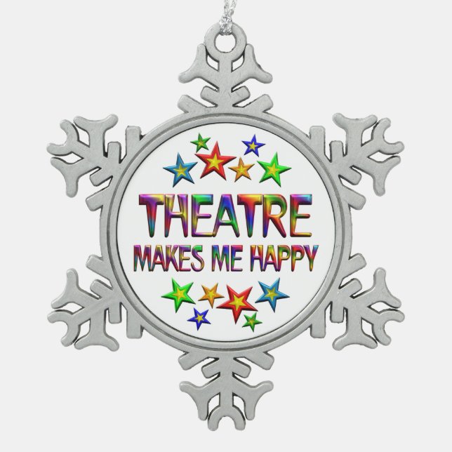Theater glücklich schneeflocken Zinn-Ornament (Vorderseite)