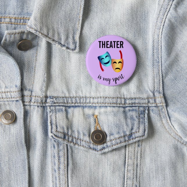 "Theater ist mein Sport" Drama maskiert Emoji Thep Button (Beispiel)