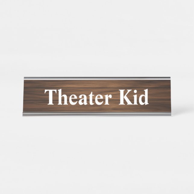 Theater Kid Retro Holzkörnchen Paneling Funny Zita Schreibtischnamensplakette (Vorderseite )