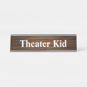 Theater-KinderDesign-hölzerne Korn-Täfelung Schreibtischnamensplakette