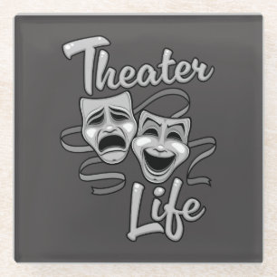 Theater-Lebenskomödie und Tragedy-Masken Glasuntersetzer