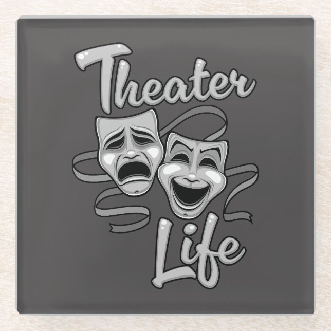 Theater-Lebenskomödie und Tragedy-Masken Glasuntersetzer (Vorderseite)