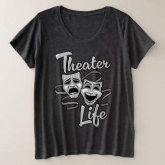 Theater-Lebenskomödie und Tragedy-Masken Große Größe T-Shirt