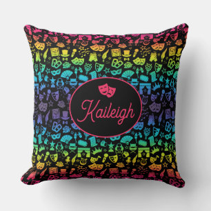 Theater Lover Rainbow Icons Kariert Throw Kissen