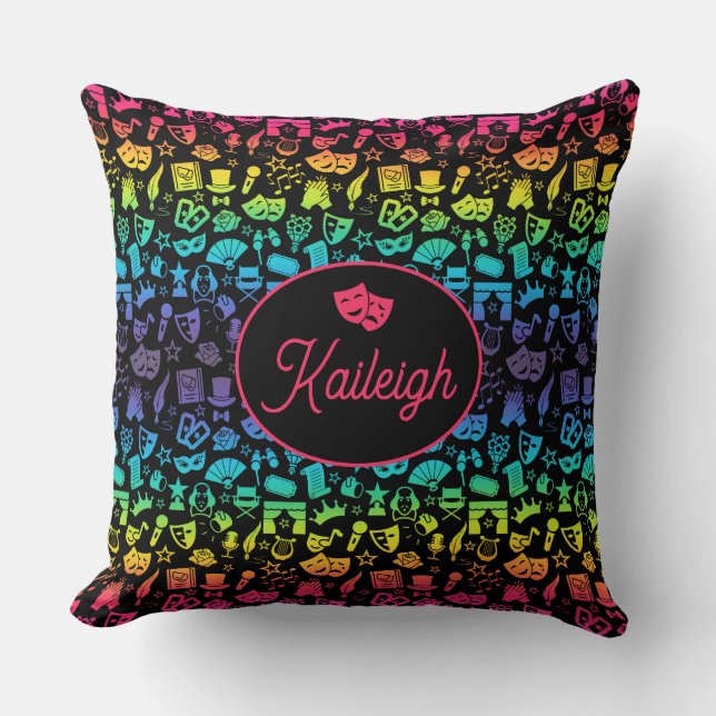 Theater Lover Rainbow Icons Kariert Throw Kissen (Vorderseite)