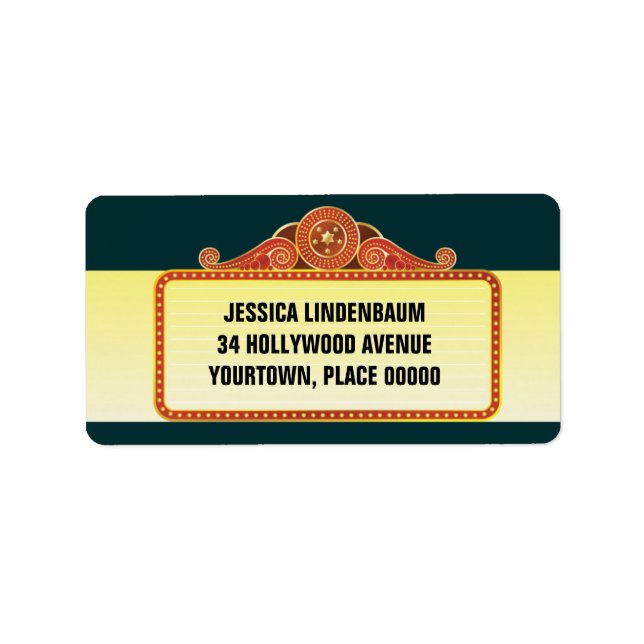 Theater Marquee Bar Bat Mitzvah Adressaufkleber (Vorne)
