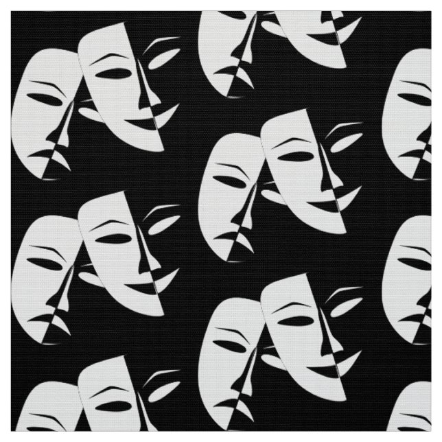Theater Mask Comedy Tragedy Black Whitw Stoff (Muster)
