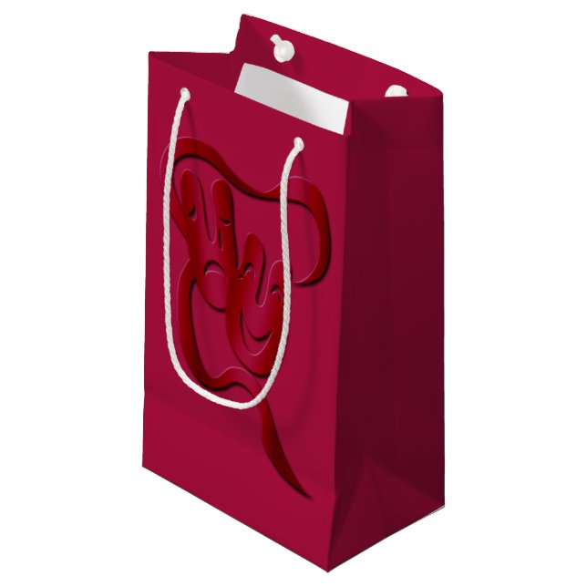 Theater Mask Comedy Tragedy Red Geschenktasche Kle Kleine Geschenktüte (Vorderseite Schrägansicht)