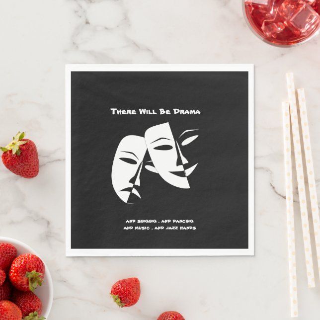 Theater Mask Comedy Tragedy Schwarz-weiß Drama Serviette (Beispiel)
