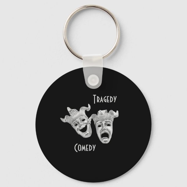 Theater Masken Comedy und Tragedy Black Schlüsselanhänger (Vorderseite)
