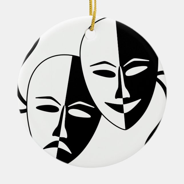 Theater-Masken Keramikornament (Vorne)