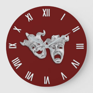 Theater maskiert Komödie und Tragödie Große Wanduhr