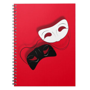 Theater maskiert Notizbuch Notizblock