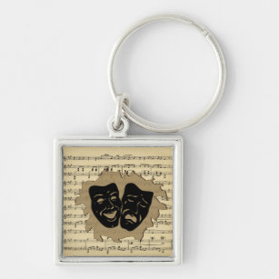 Theater Masks and Antique Music Schlüsselanhänger