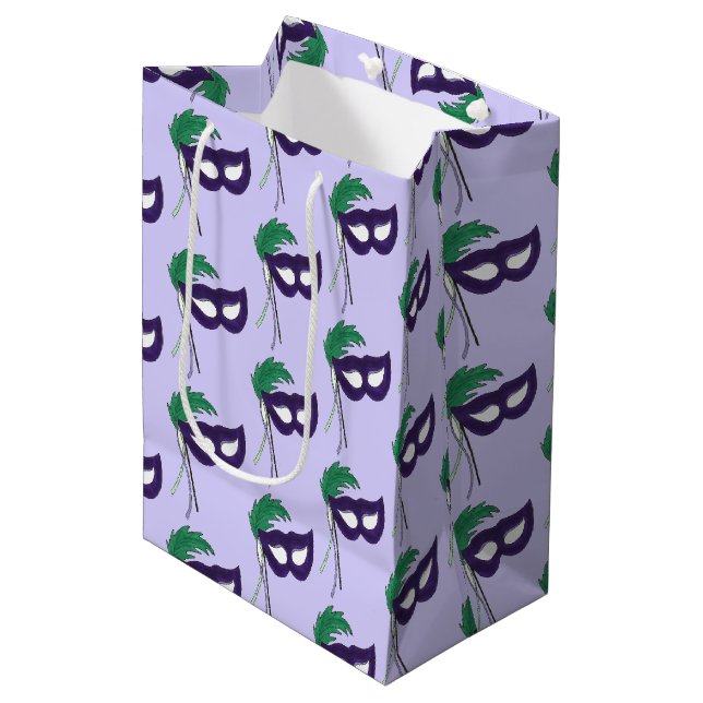 Theater Masquerade Mardi Gras Mittlere Geschenktüte (Vorderseite Schrägansicht)