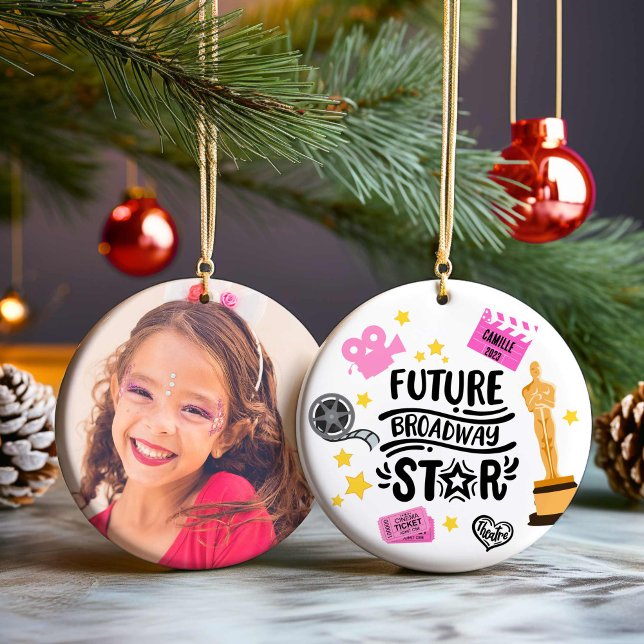 Theater Schauspieler Foto Weihnachtsdekoration Keramik Ornament (Theatre Girl Photo Christmas Ornament)