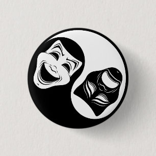 Theater Yin Yang Design - Komödie und die Masken d Button