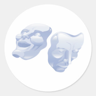 Theaterkomödien- und -tragödiemasken runder aufkleber