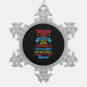 Theaterleben für Schauspieler Schneeflocken Zinn-Ornament