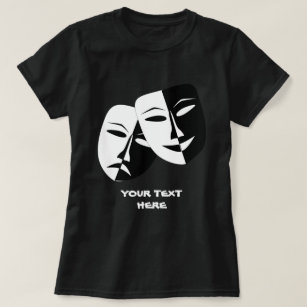 Theatermaske Comedy Tragedy Schwarz-weiß Custom BW T-Shirt