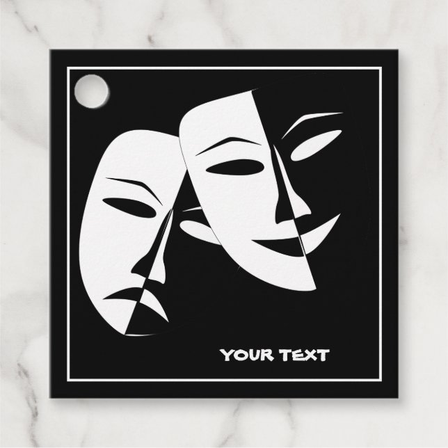 Theatermaske Comedy Tragedy Schwarz-weiß Custom Geschenkanhänger (Vorderseite)