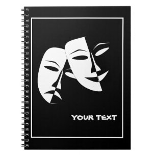 Theatermaske Comedy Tragedy Schwarz-weiß Custom P Notizblock