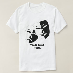 Theatermaske Comedy Tragedy Schwarz-weiß Custom T-Shirt