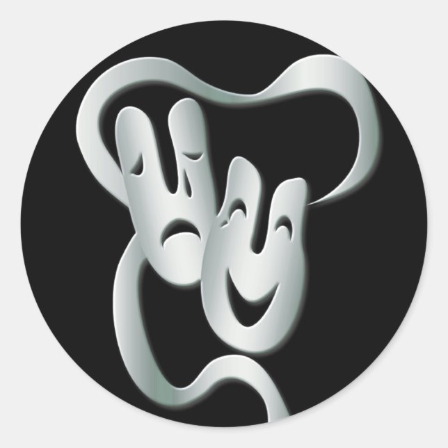 Theatermaske Comedy Tragedy Schwarz-weiß Sticker (Vorderseite)