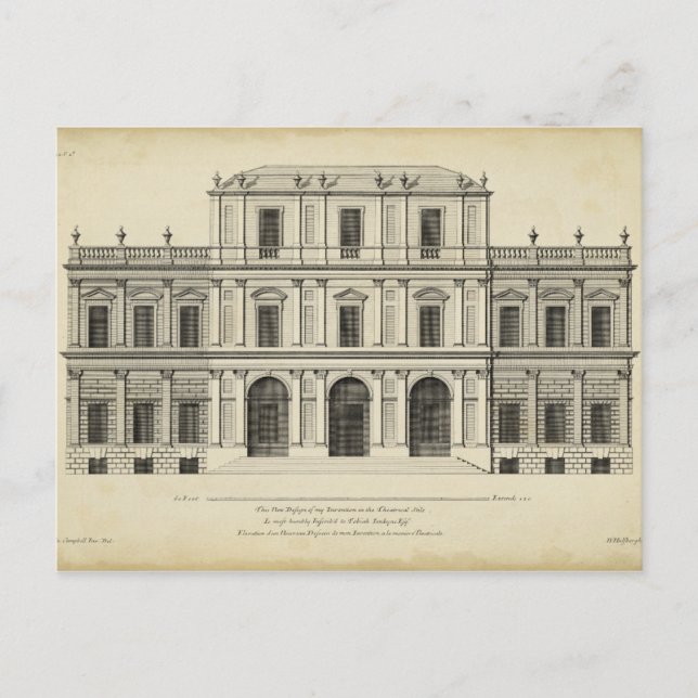 Theaterstil-Fassade von Colen Campbell Postkarte (Vorderseite)