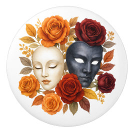 Theatrale Masken Rose Karneval Dramatisch Kunst Keramikknauf