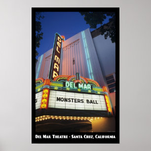 Théâtre de Del Mar, affiche de Santa Cruz 11x17