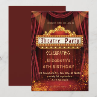 Theatre Marquee Party Invitation – Birthday invite Einladung