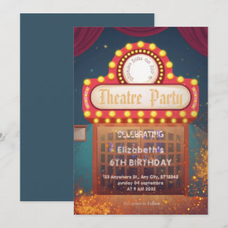 Theatre Marquee Party Invitation – Birthday invite Einladung