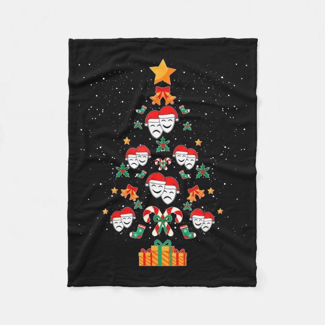 Theatre Masks Drama Actor Actress Christmas Tree X Fleecedecke (Vorderseite)